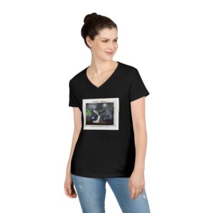 "Free Will™" By Animality Reality.com Women's Short Sleeve Deep V-Neck Tee